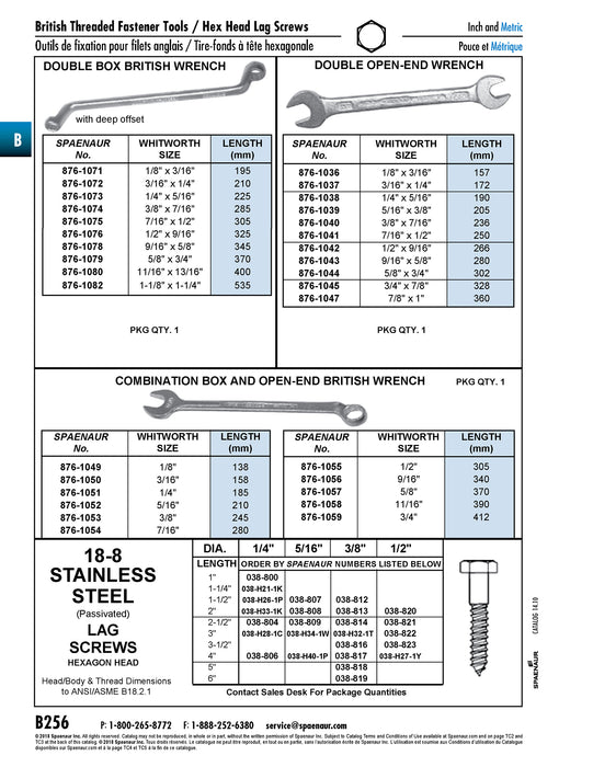 Combination Box & Open End Wrench, Offset #1Bw 5/16" Whitworth Vanadium Steel Chrome Plated by Spaenaur Inc.