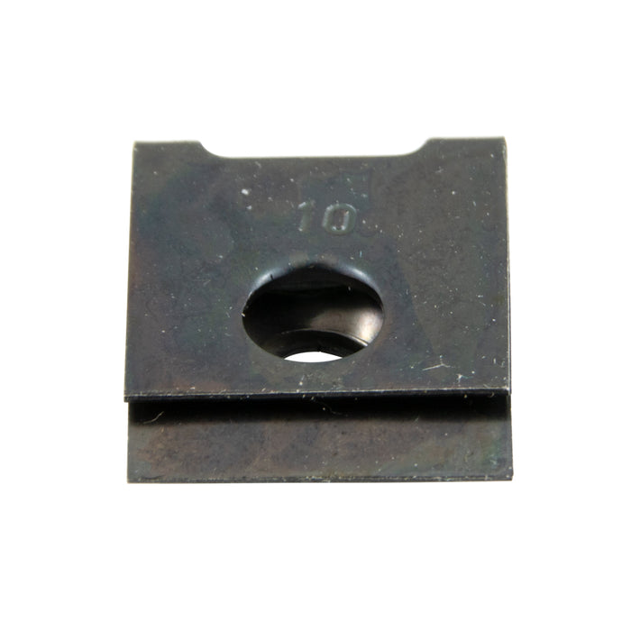 Dispositif de retenue d'écrou de type « U » n° 10-24 UNC (plage d'épaisseur de panneau : 0,115" à 0,125"), en acier à ressort inoxydable, écrou en acier inoxydable 301 de Tinnerman®