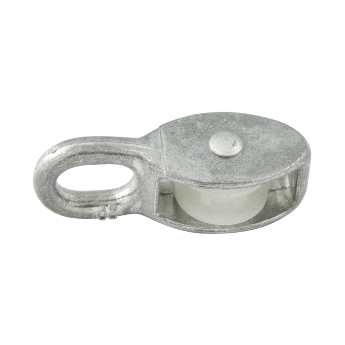 Poulie rigide pour corde en fibre, diamètre du rouleau en nylon 15 mm, diamètre de la corde 5 mm, métal moulé sous pression et zingué par Spaenaur Inc.
