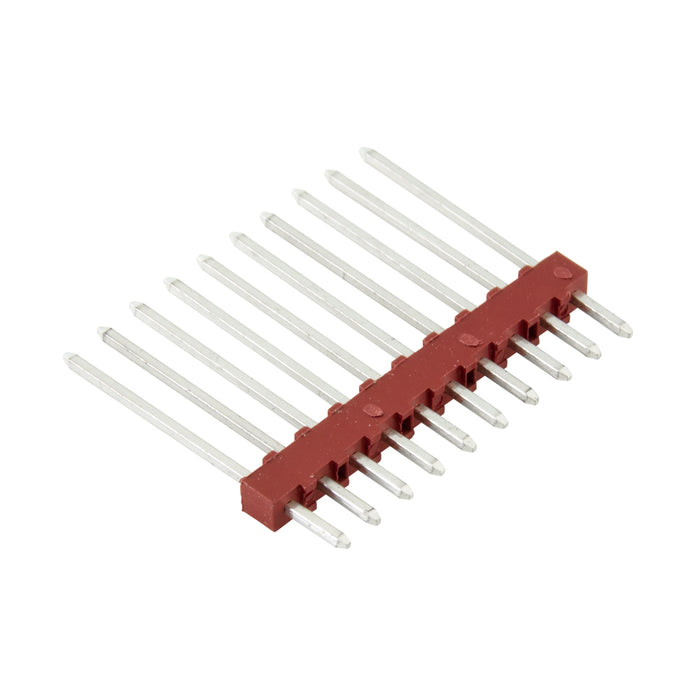 Square Pin 10 Circuit Kk Interconnection System .100"(2.54mm) Centre Spacing Series 4030-10A Nylon - Red 94V-O, Pin - Brass Tinned, Flame Retardant by Molex®