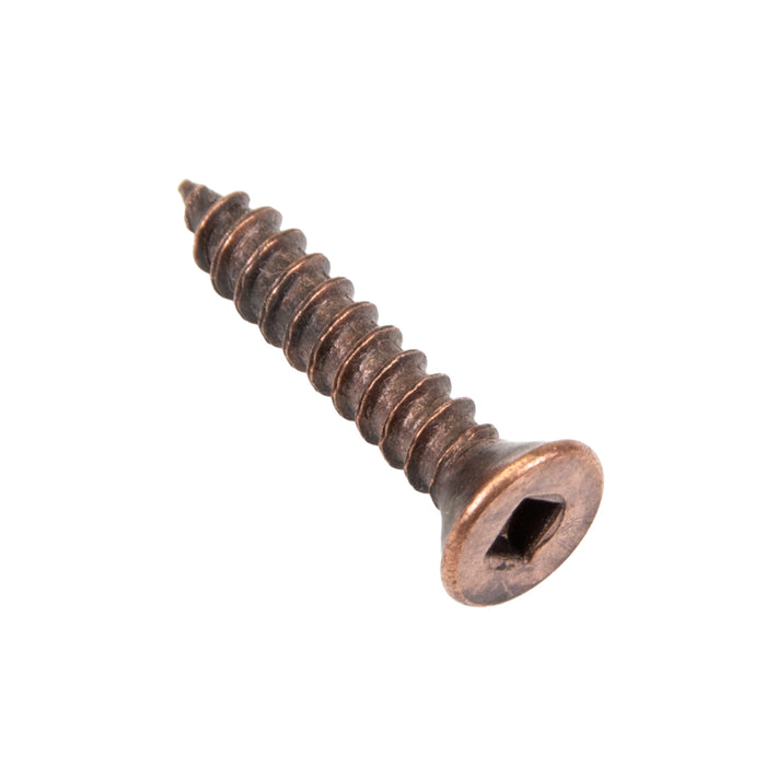 Wood Screw, Flat Head, Square Socket, #4 x 5/8" Length, Low Carbon Steel Bronze, ASME/ANSI B18.6.1 by Spaenaur Inc.