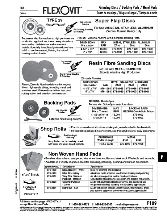 Super Flap Disc, 40 GRit Zircotex Za40 Type 29 5" DIA x 7/8" Arbor Zirconia Alumina W/ Fiberglass Backing Plate