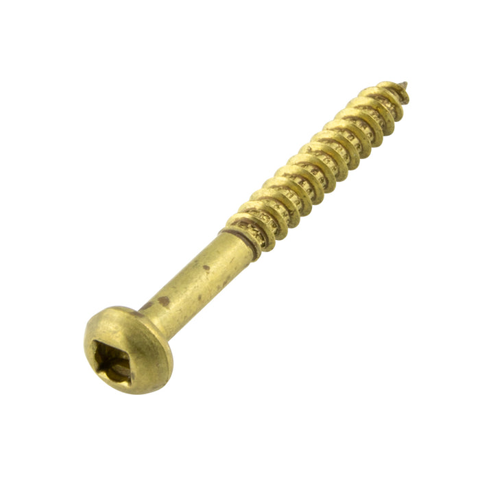 Wood Screw, Round Head, Square Socket, #6 x 1-1/4" Length, Brass, ASME/ANSI B18.6.1 by Spaenaur Inc.
