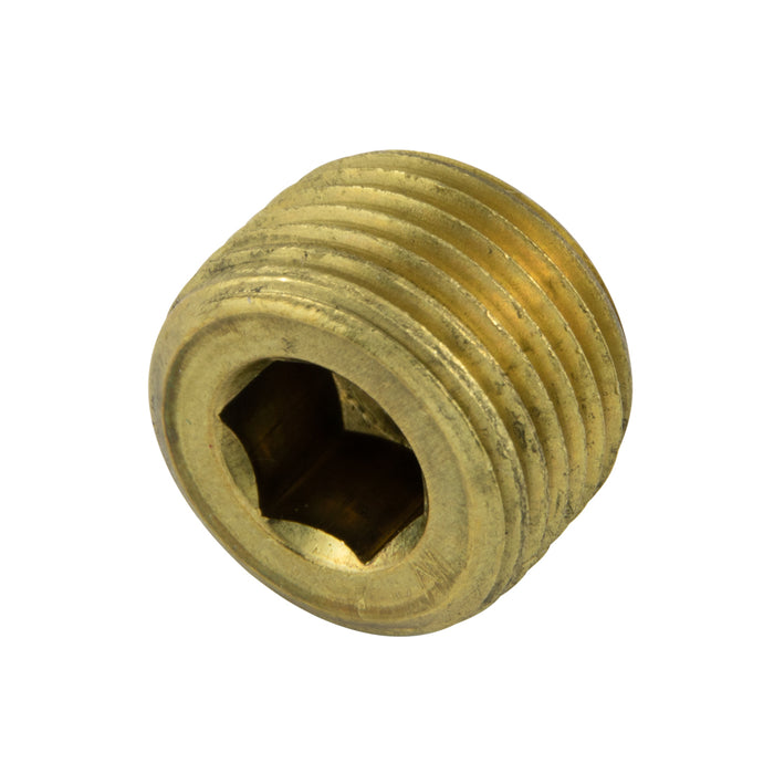 Hex Socket Pressure Plug 3/4" Taper 1/2"-14 NPTF Length tolerance: .590-.630" Brass by Spaenaur Inc.