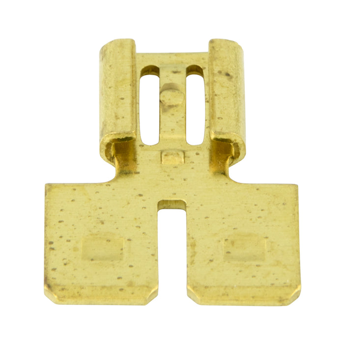 Brass Double Adapter, for 1/4" Mating Parts, Solderless, Non-Insul Ted Male-Female for 1/4" Brass Plain by Spaenaur Inc.