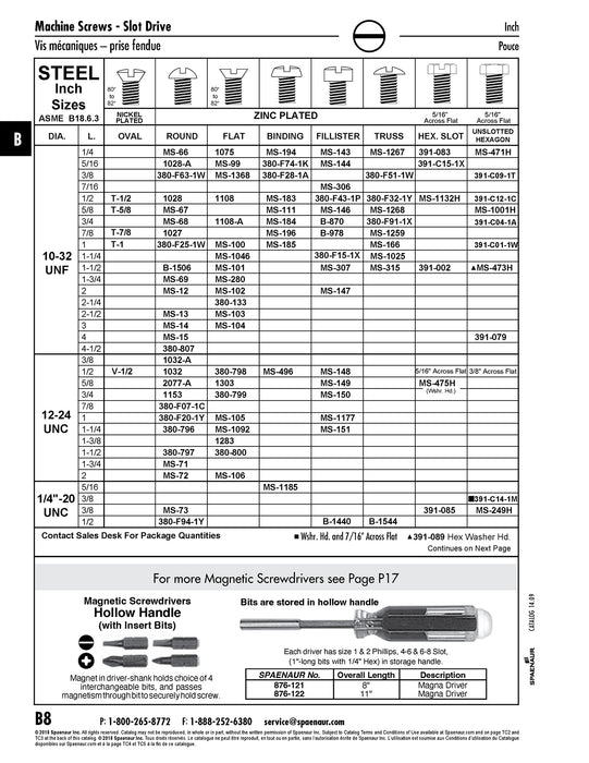 Machine Screw, Truss Slot Head 1/4"-20 UNC x 1/2" LONG Low Carbon Steel Zinc Plated ANSI B18.6.3-1972