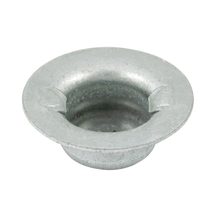 Écrou à rondelle de type « Pushnut » pour tige de 1/2", rondelle de diamètre 15/16", longueur totale 0,328", en acier HT, zingué par électrolyse et traité au chromate trivalent, réf. #Pw500015-Ebg, fabriqué par Spaenaur Inc.