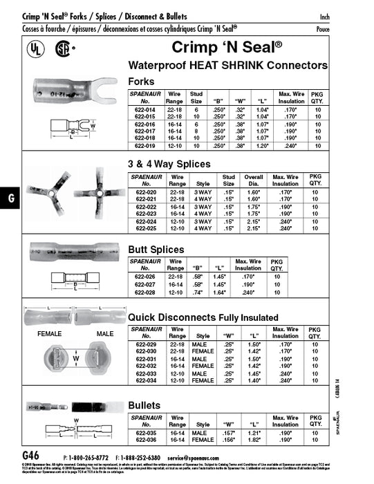 Waterproof Heat Shrink Connector Splice (4 Way) 22-18 Wire Polymer Jacket by Spaenaur Inc.