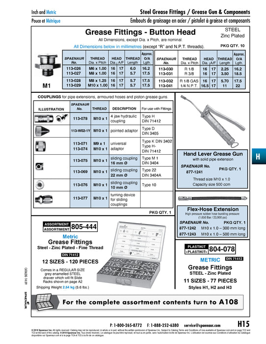 Dispositif de rotation pour raccords coulissants pour pistolet à graisse M10 x 1 x 9 Acier zingué