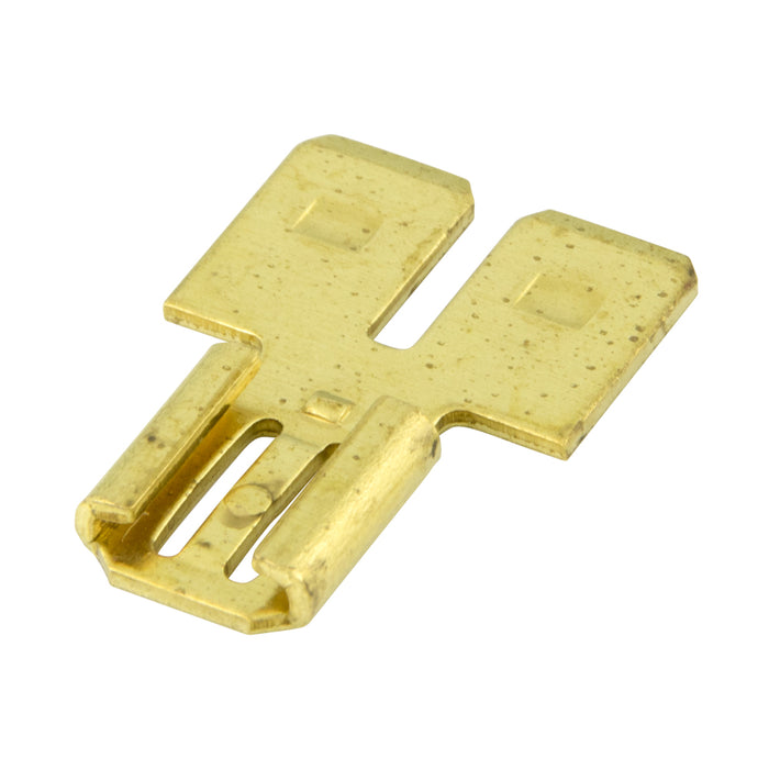 Brass Double Adapter, for 1/4" Mating Parts, Solderless, Non-Insul Ted Male-Female for 1/4" Brass Plain by Spaenaur Inc.
