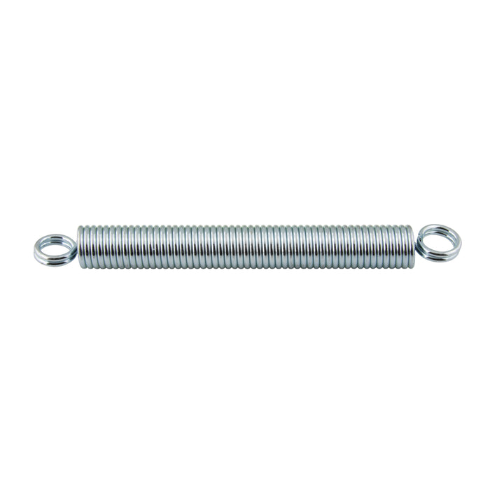 Ressort utilitaire, type à extension, extrémités centrées à double boucle, diamètre extérieur 9/16 po, longueur totale 9 po, calibre 0,080 po. Fil MB Hrd Drawn Spr STL fil zingué par Spaenaur Inc.