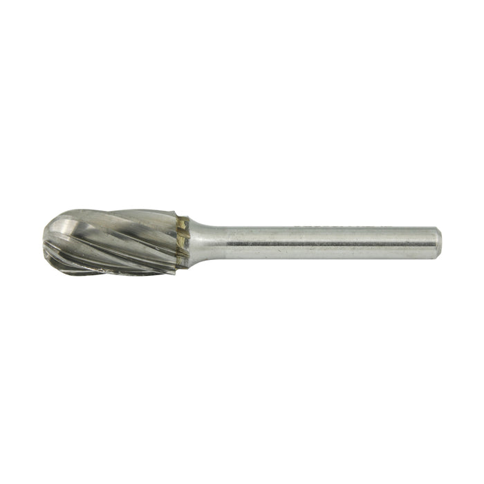 Carbide Burr, Aluminum Cut Ball Nose Cylinder Shape 1/2" DIA x 1" LGTH x 1/4" Shank