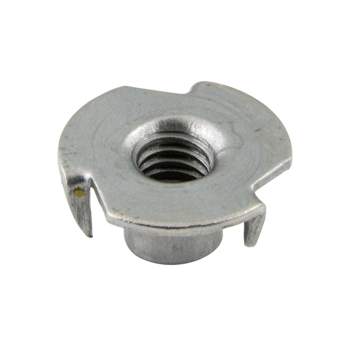 T-Nut, Straight Barrel, 3 Prongs 9/16" Flange DIA. #6-32 UNC x 1/4" Barrel HT Steel Plain by Spaenaur Inc.