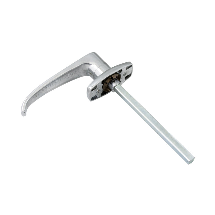 Lever 'L' Handle, Non-Locking, 180 Degree Rotation, 5/16" x 4 1/2" Shank, 1 1/2" Hole Centres, Die-Cast Chrome Plated by Spaenaur Inc.