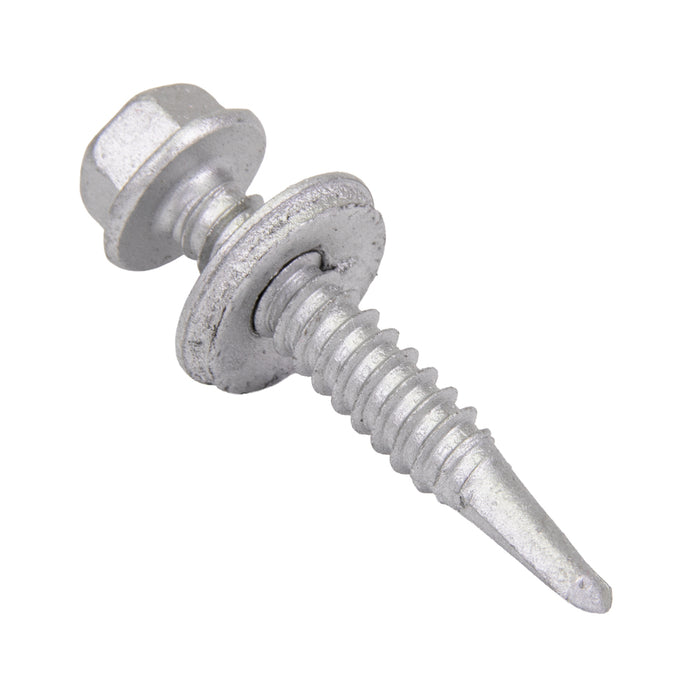 Teks Point 3 Self-Drilling Screw, Hex Head with Bonded Washer Head, #14 x 1-1/2" Length, Low Carbon Steel Mechanical Zinc with Oxyseal Coating by Spaenaur Inc.