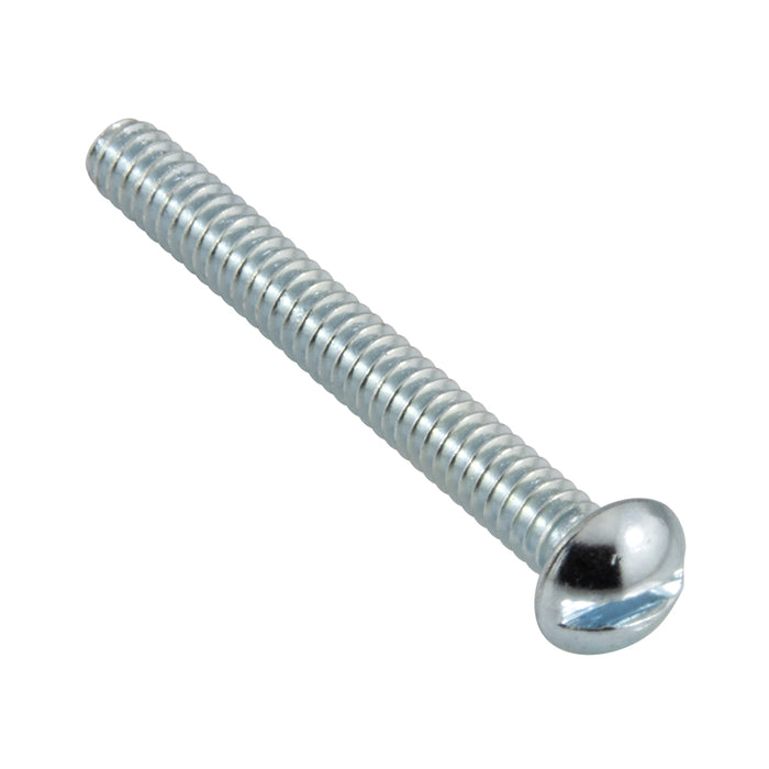 Machine Screw Round Slot Head #6-32 UNC x 1/4" LONG Low Carbon Steel Trivalent Zinc Plated, ANSI B18.6.3-1972