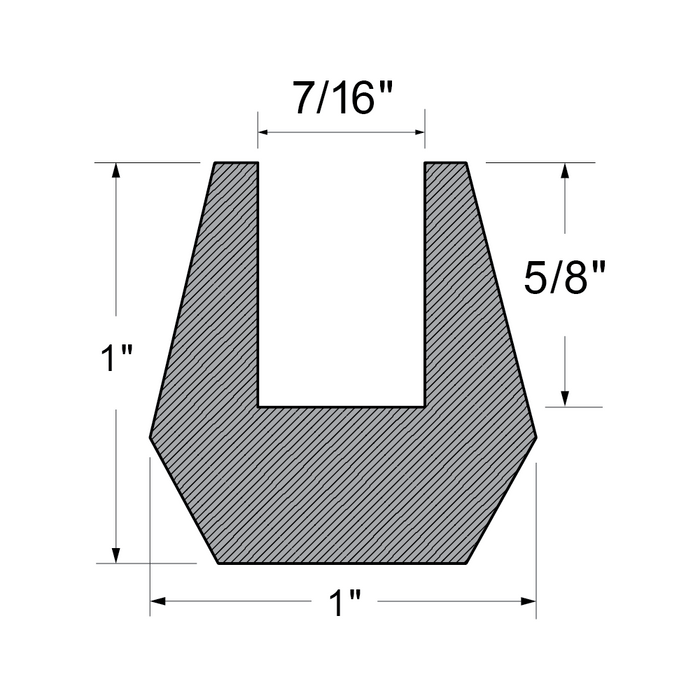 Extruded Rubber Channel 7/16" Slot Width x 5/8" Slot Depth Sbr 70 +-5 by Spaenaur Inc.
