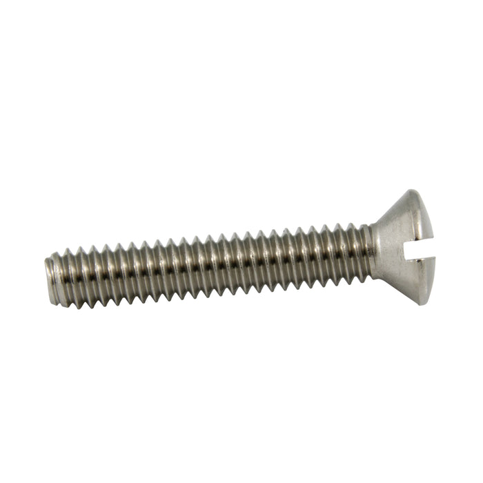 Machine Screw Oval Slot Head 1/4"-20 UNC x 1" LG 18-8 Stainless Steel Plain ANSI B18.6.3-1972