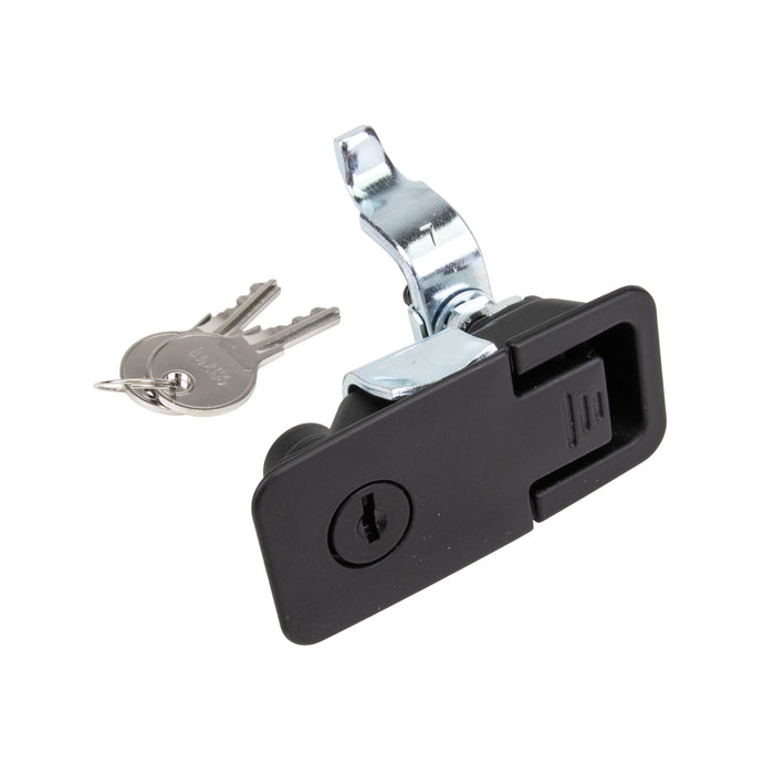 Lift & Turn Compression Latch Key-Locking Flush Style Medium Size 6mm-16mm Grip Range (Pawl forward) Die-Cast Zinc, Black Powder Coat