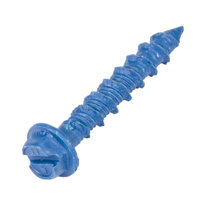 Tapcon Anchor Concrete Screw, Slotted Drive, Hex Washer Head, Hi-Lo Thread, 1/4" Dia x 1-1/4" Length, C1022 Steel Blue CLIMASEAL® by Tapcon®