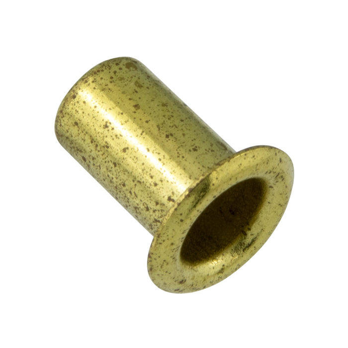 Regular Rolled Flange Eyelet, 6/32" Nom. Hole Size x 0.183" Barrel OD x 12/32" Barrel Length x 0.290" Flange Dia., Brass