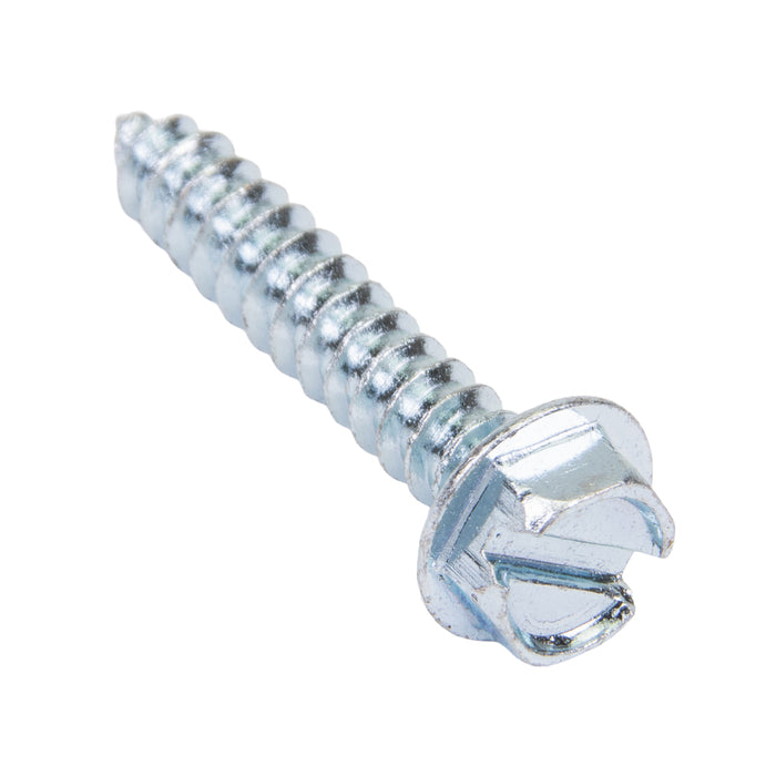 Tapping Screw, Indented Hex Washer Head Slotted Drive, Type AB, #8 x 7/8" Length, Steel Zinc Plated by Spaenaur Inc.