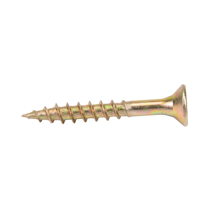 Particle Board Screw, Flat Head, Square Socket, 4.0 mm x 30 mm Length(#8 x 1-1/4"), Steel Yellow Zinc Plated by Spaenaur Inc.