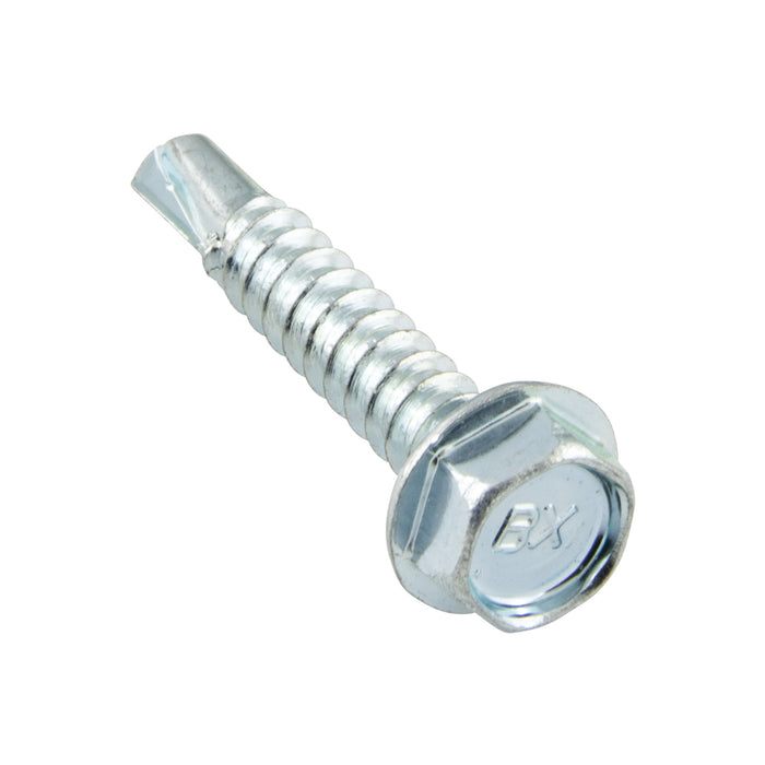 Teks Point 3 Self-Drilling Screw, Hex Washer Head, 1/4"-14 x 1-1/2" Length, Carbon Steel CLIMASEAL® Corrosion Resistant Coating