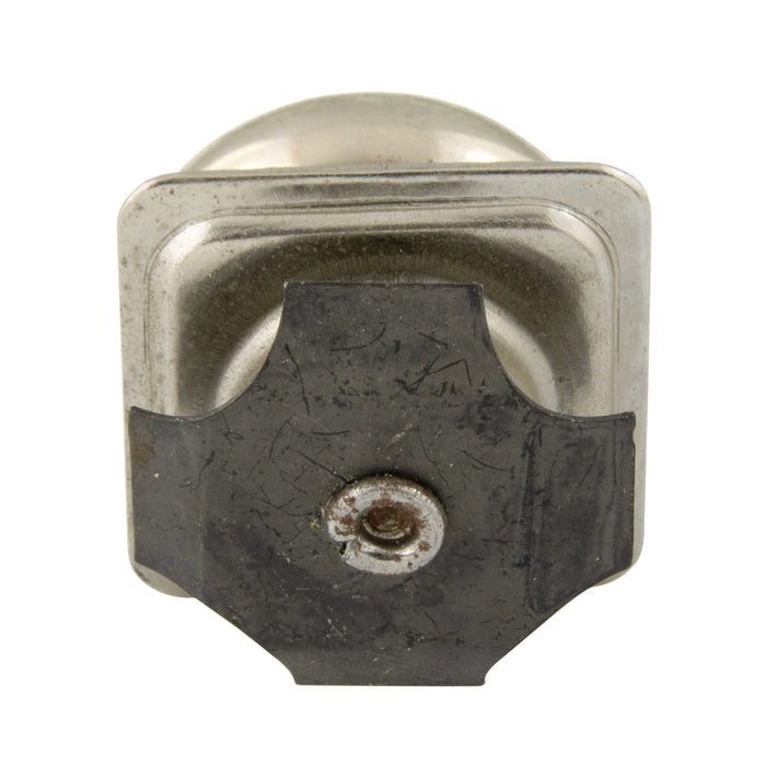 Glissière pour meuble, type à retenue interne, non pivotante, avec coussin pour base en acier tubulaire carrée de 1 1/8 po, calibre 20, nickelée par Spaenaur Inc.