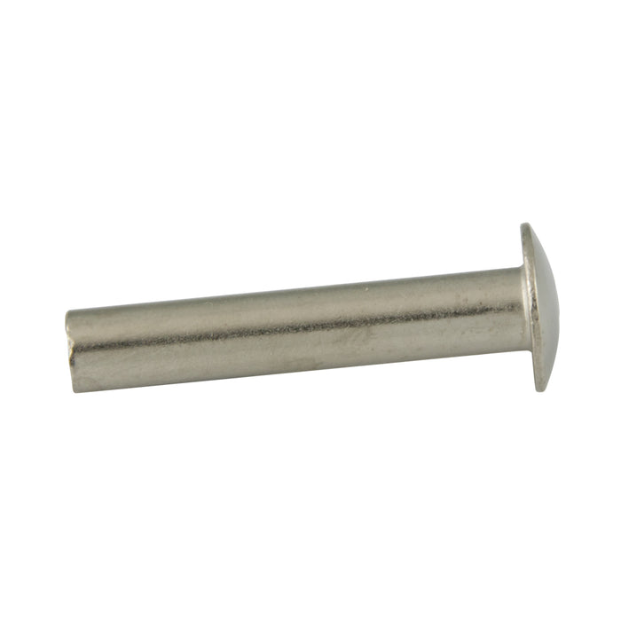 Shallow Tubular Steel Rivet Oval Head 1/4"DIA x 1 7/16"L x 7/16" Head DIA Low Carbon Steel Nickel Plated ANSI B18.7-1972 (R1981) by Spaenaur Inc.