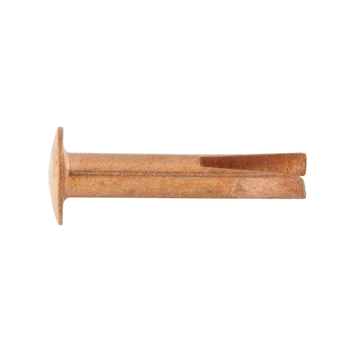 Rivet fendu en acier à tête ovale 9/64 po de diamètre x 3/8 po de longueur (diamètre de la tête 5/16 po) Acier à faible teneur en carbone, plaqué cuivre par Spaenaur Inc.