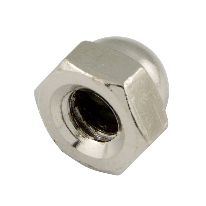 Écrou borgne, M12 x 1,75 mm, largeur hors tout : 18,0 mm, hauteur : 16,0 mm, acier nickelé, conforme à la norme DIN 917, fabriqué par Spaenaur Inc.