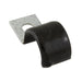 "Half" Clip, Cushioned 3/16" Clamp DIA, 7/32" Hole DIA .437" C to C Steel Hot Dipped Galvanized Black Vinyl Cushion by Spaenaur Inc.
