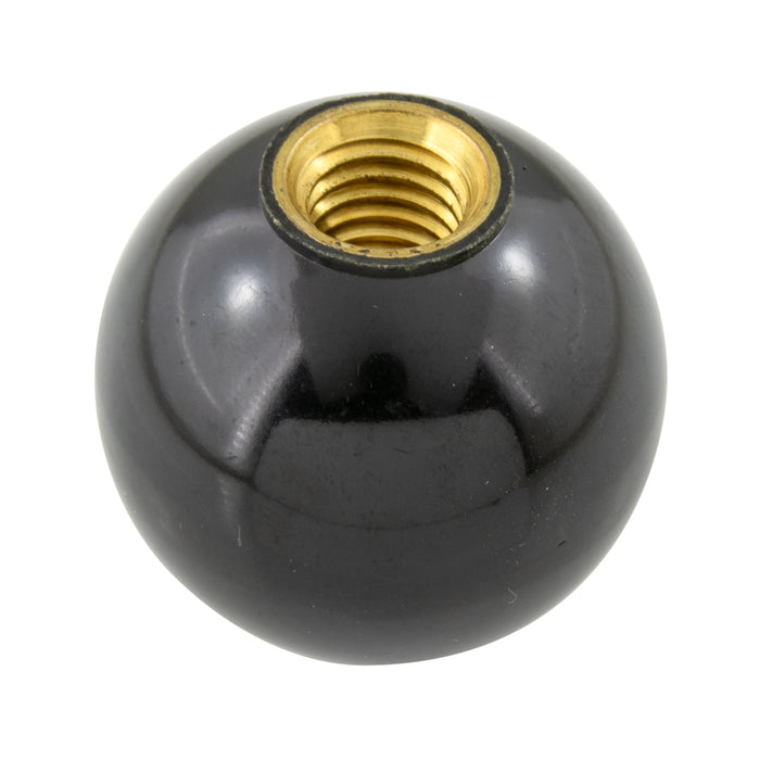 Ball Knob, with Brass Insert 1" OD, #10-24 UNC x 1/2" Deep Black by Spaenaur Inc.