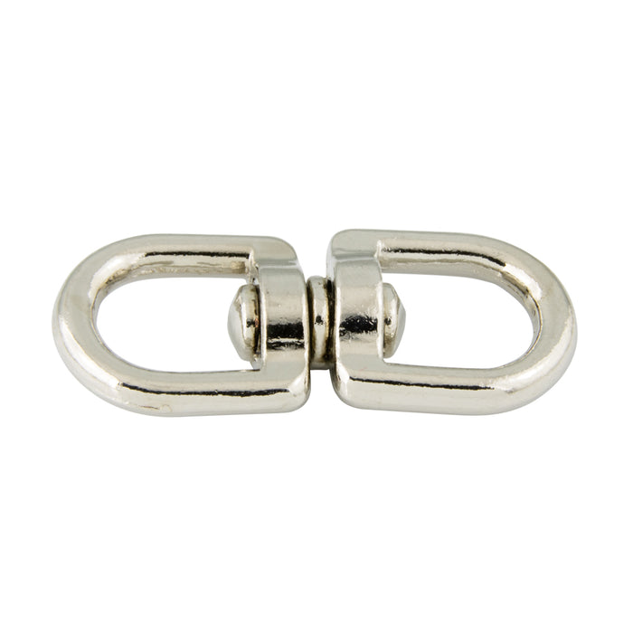 Double Swivel 5/8" Eye,2 3/8" Oal,  Use with 3/16" Snap Opening Zinc Die Cast, Nickel Plated