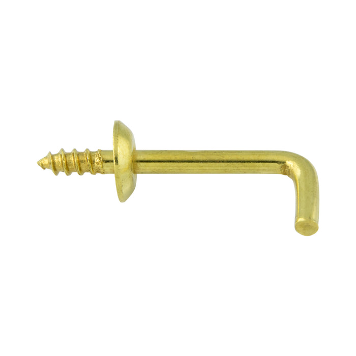 Shoulder Hook 3/4" x .091" Wire DIA x 1 1/8" O/A Length, 1/4" Thread LGTH Solid Brass Plain by Spaenaur Inc.