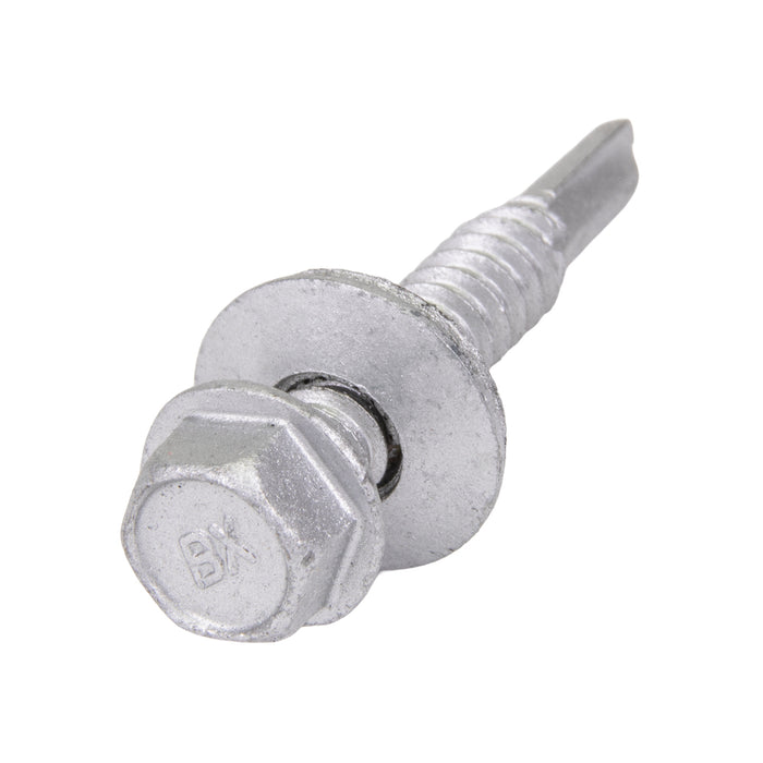 Teks Point 3 Self-Drilling Screw, Hex Head with Bonded Washer Head, #14 x 1-1/2" Length, Low Carbon Steel Mechanical Zinc with Oxyseal Coating by Spaenaur Inc.