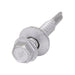Teks Point 3 Self-Drilling Screw, Hex Head with Bonded Washer Head, #14 x 1-1/2" Length, Low Carbon Steel Mechanical Zinc with Oxyseal Coating by Spaenaur Inc.