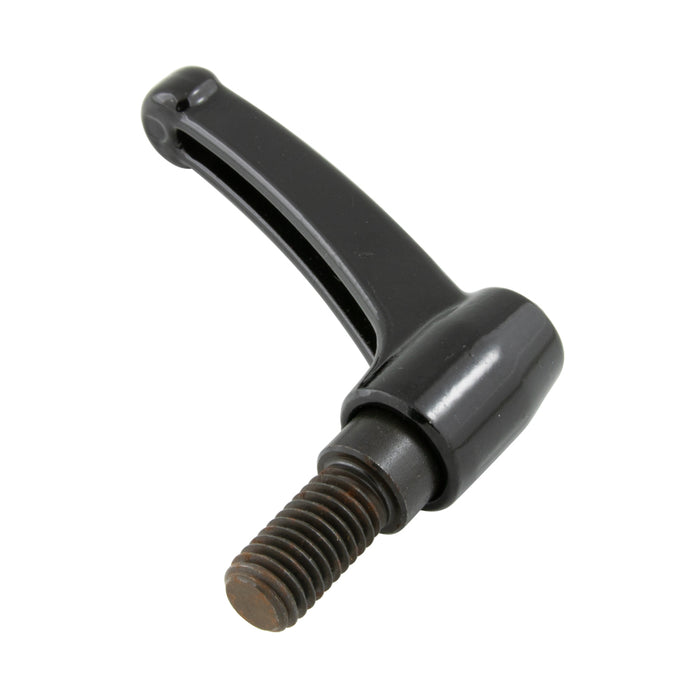 Levier de serrage indexé, filetage mâle, longueur 3,59 po, goujon 1/2 po-13 x 1-1/4 po, hauteur totale 3,46 po, zinc moulé sous pression, noir