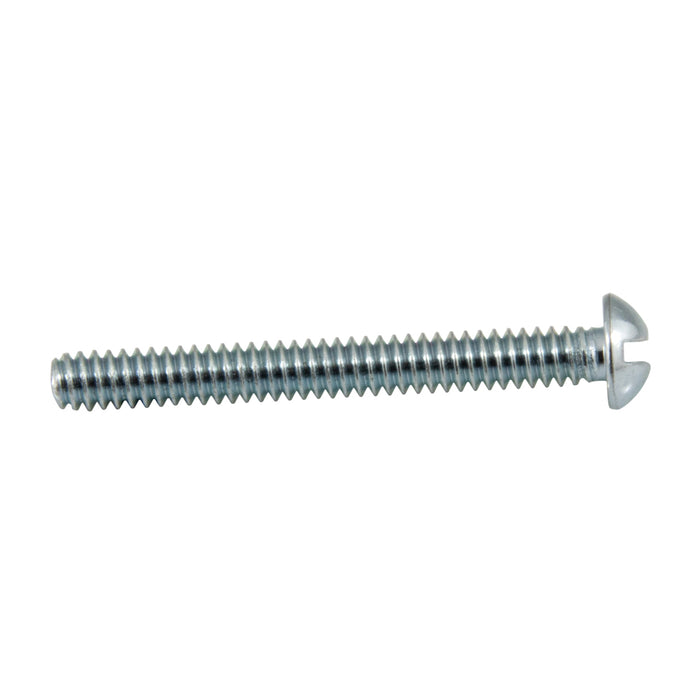 Machine Screw, Round Slot Head 3/8"-16 UNC x 2" LG Low Carbon Steel Trivalent Zinc Plated, ANSI B18.6.3-1972