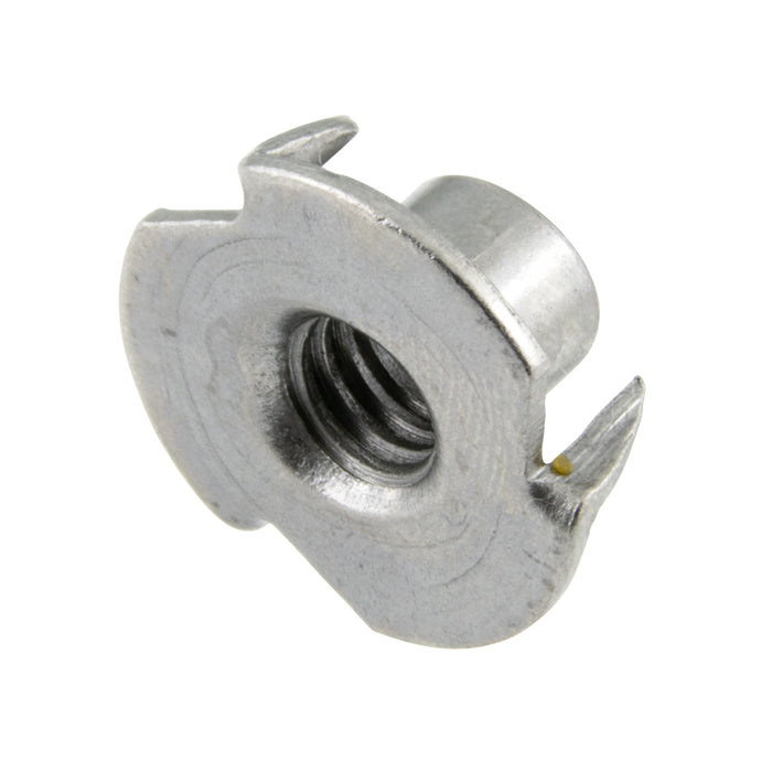 T-Nut, Straight Barrel, 3 Prongs 9/16" Flange DIA. #6-32 UNC x 1/4" Barrel HT Steel Plain by Spaenaur Inc.