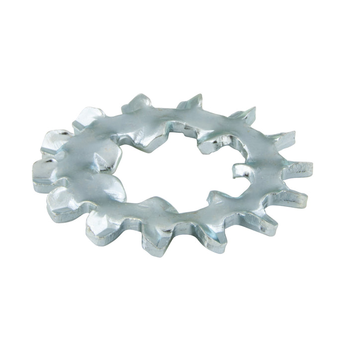 Rondelle freinée à denture interne-externe (plate) 3/8" (diamètre extérieur 0,985-0,965" x épaisseur 0,040") en acier au carbone traité thermiquement, zinguée PLTD ANSI B18.21.1-1972(R1983) par Spaenaur Inc.