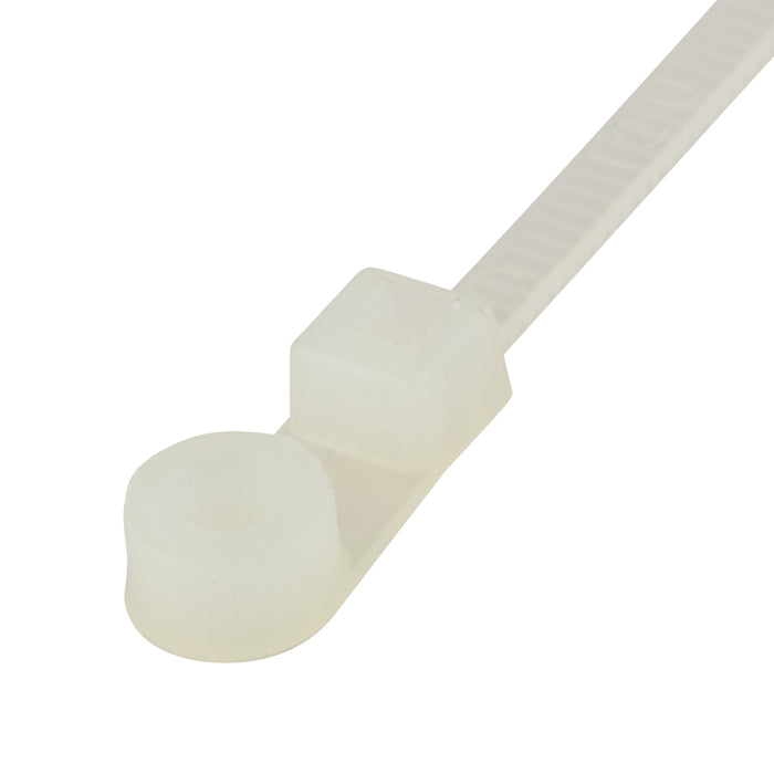Cable Tie - Miniature,with Flexible Mounting Head 1/16"-3/4" x 4 3/8" Oal Strap Natural Nylon by Spaenaur Inc.