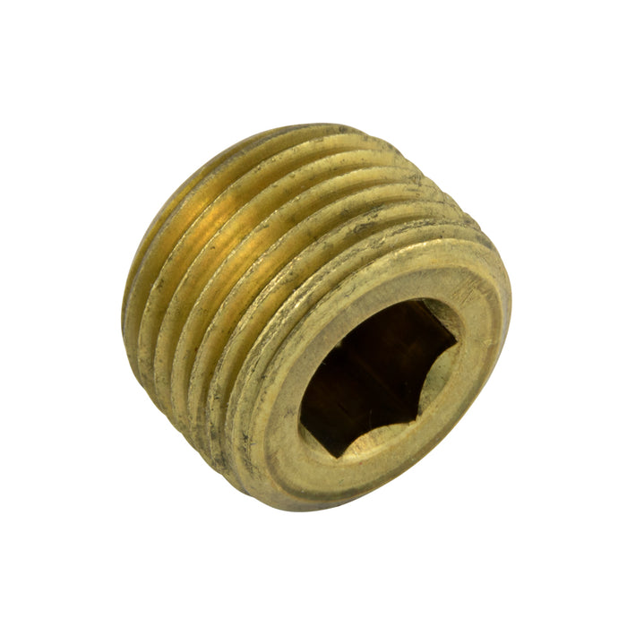 Bouchon à pression à douille hexagonale 3/4 po conique 3/8 po-18 NPTF Tolérance de longueur : 0,445-0,475 po Laiton par Spaenaur Inc.