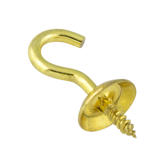 Cup Hook 5/8" x .080" x 15/16" O/A Length Solid Brass Plain by Spaenaur Inc.