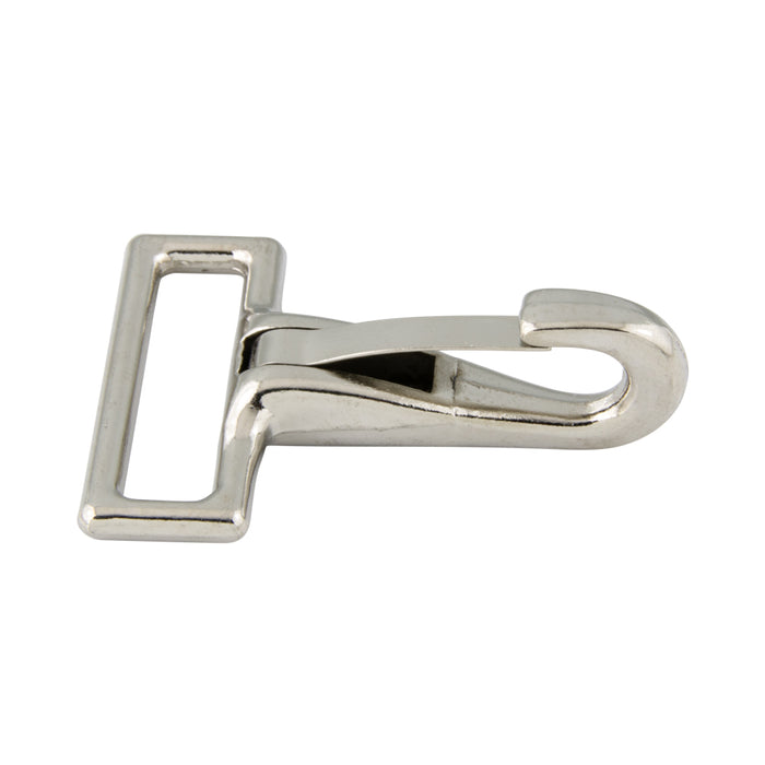 Spring Snap, Swivel Eye 3/8" Eye,1 15/16" Oal,.156" Snap Opening Cast Malleable Iron Nickel Plated