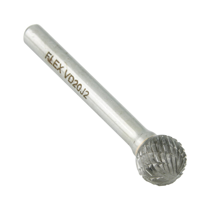 Carbide Burr, Double Cut Ball Shape 1/2" DIA x 7/16" LGTH x 1/4" Shank Hardened Steel Shank, Tungsten Carbide Tip by Spaenaur Inc.