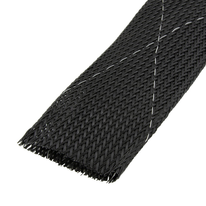 "Flexo Pet" Standard Grade Braided Expandable Sleeving 1/2" DIA Polyethylene Terephthlate Black by Flexo™