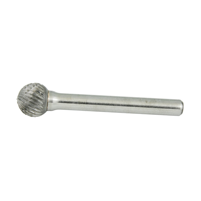 Carbide Burr, Double Cut Ball Shape 3/8" DIA x 5/16" LGTH x 1/4" Shank Hardened Steel Shank, Tungsten Carbide Tip by Spaenaur Inc.