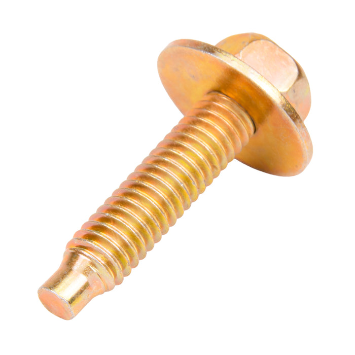 Machine Screw, Indented Hex with Flat Washer Head, Unslotted Drive, 5/16"-18 UNC x 1-7/16" Length, Steel Zinc Plated Dichromate by Spaenaur Inc.
